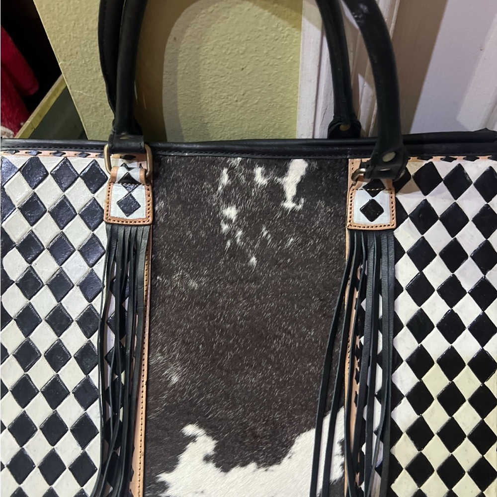 Stylish Black and White Checkered Women's Bag
